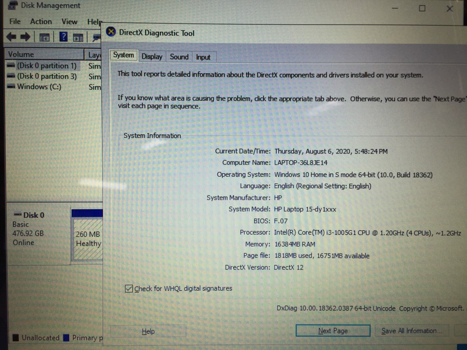 HP 15-dy1731ms 7PA01UA 15.6″ Touch Laptop/Intel i3-1005G1/16GB Ram/512GB SSD/W10