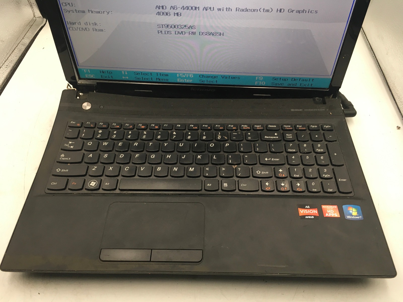 LENOVO IDEAPAD N586 – BOOTS TO BIOS – AMD A6 4400M – 4GB RAM – NO OS – READ – BB