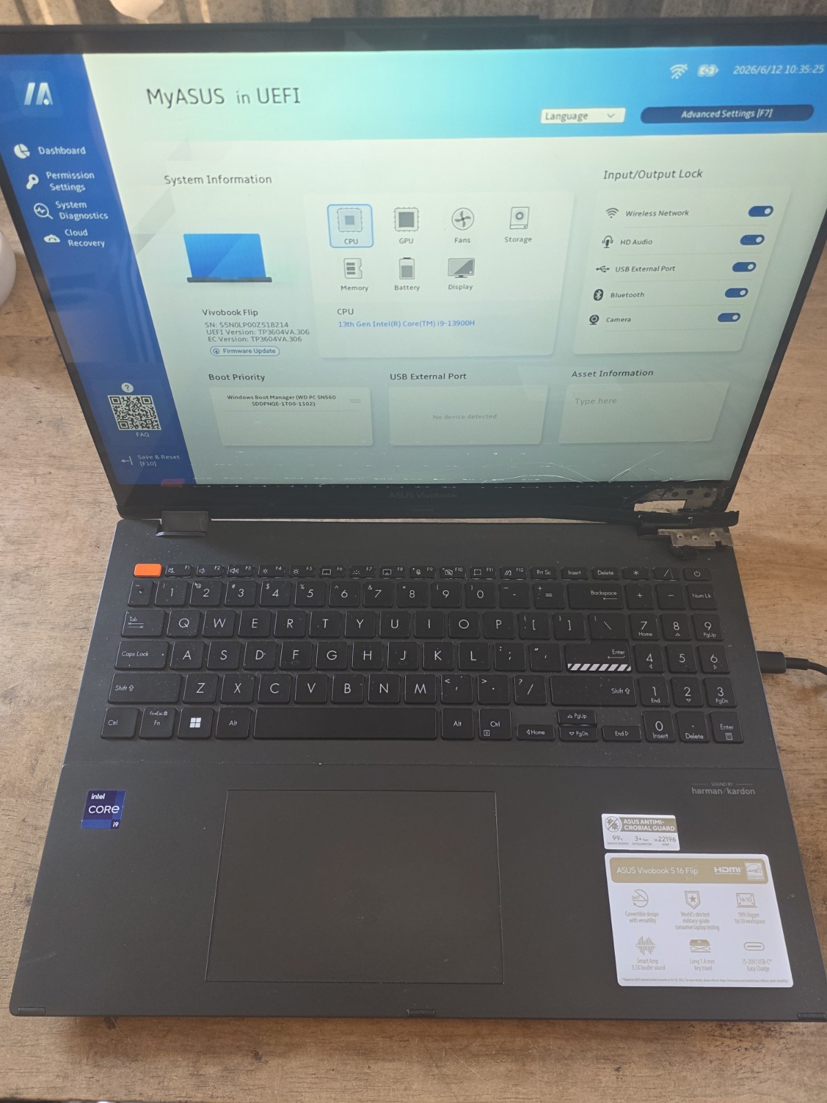 Asus Vivobook S 16 Flip TP3604V 16″ i9-13900H 2.6GHz 16GB RAM 1TB SSD Hinge