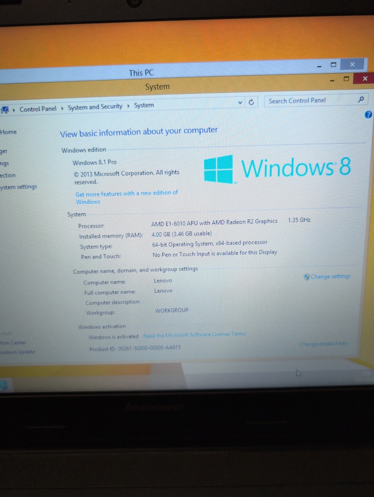 🔥 Lenovo B50-45 15.6″ Laptop AMD E1-6010 CPU /4GB RAM/ 250GB HDD/Windows 8.1 –