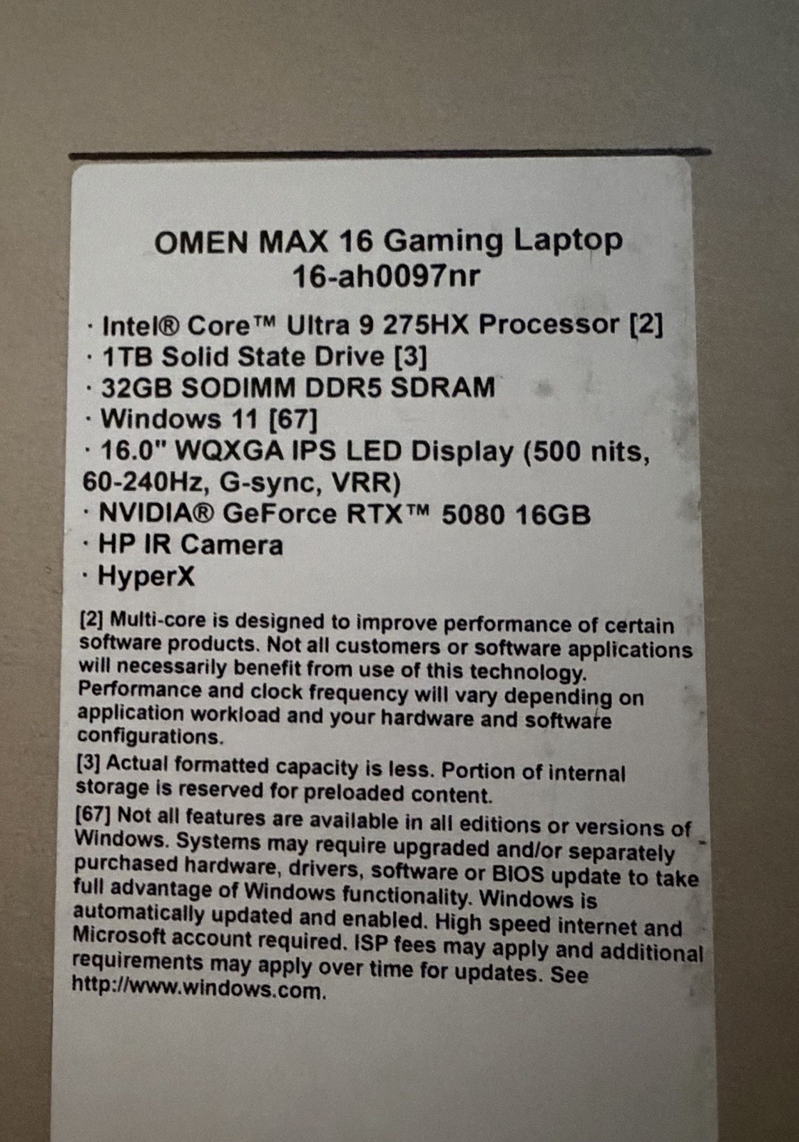 (New) HP OMEN MAX 16 16in Gaming Laptop Core Ultra 9 275HX 32GB 2TB SSD RTX 5080