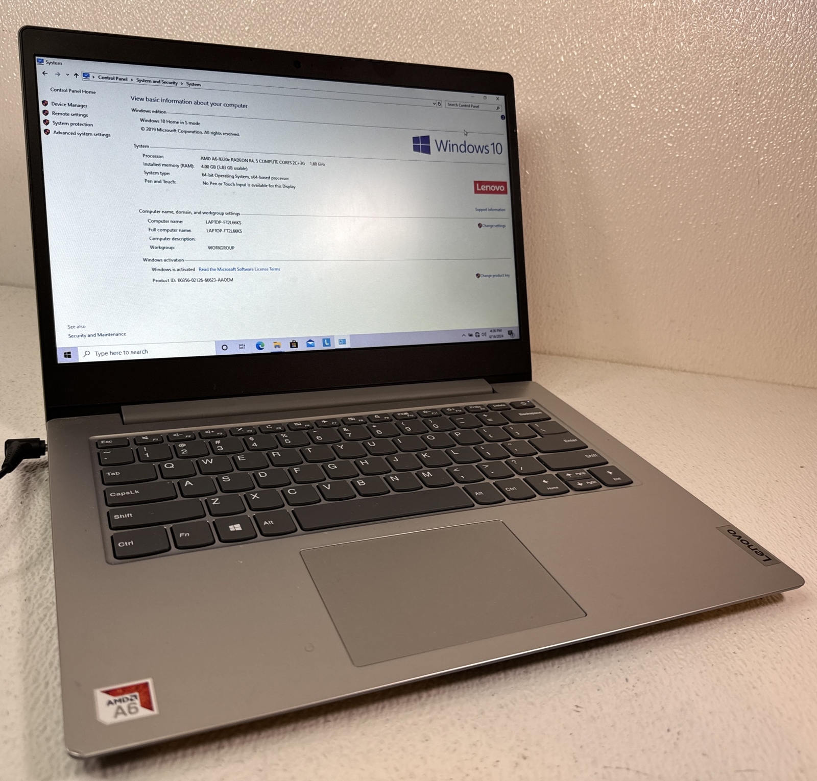 13″ Lenovo AMD A6-9220e Radeon R4, 2C+3G 8GB 256GB Laptop Windows 10 Tested