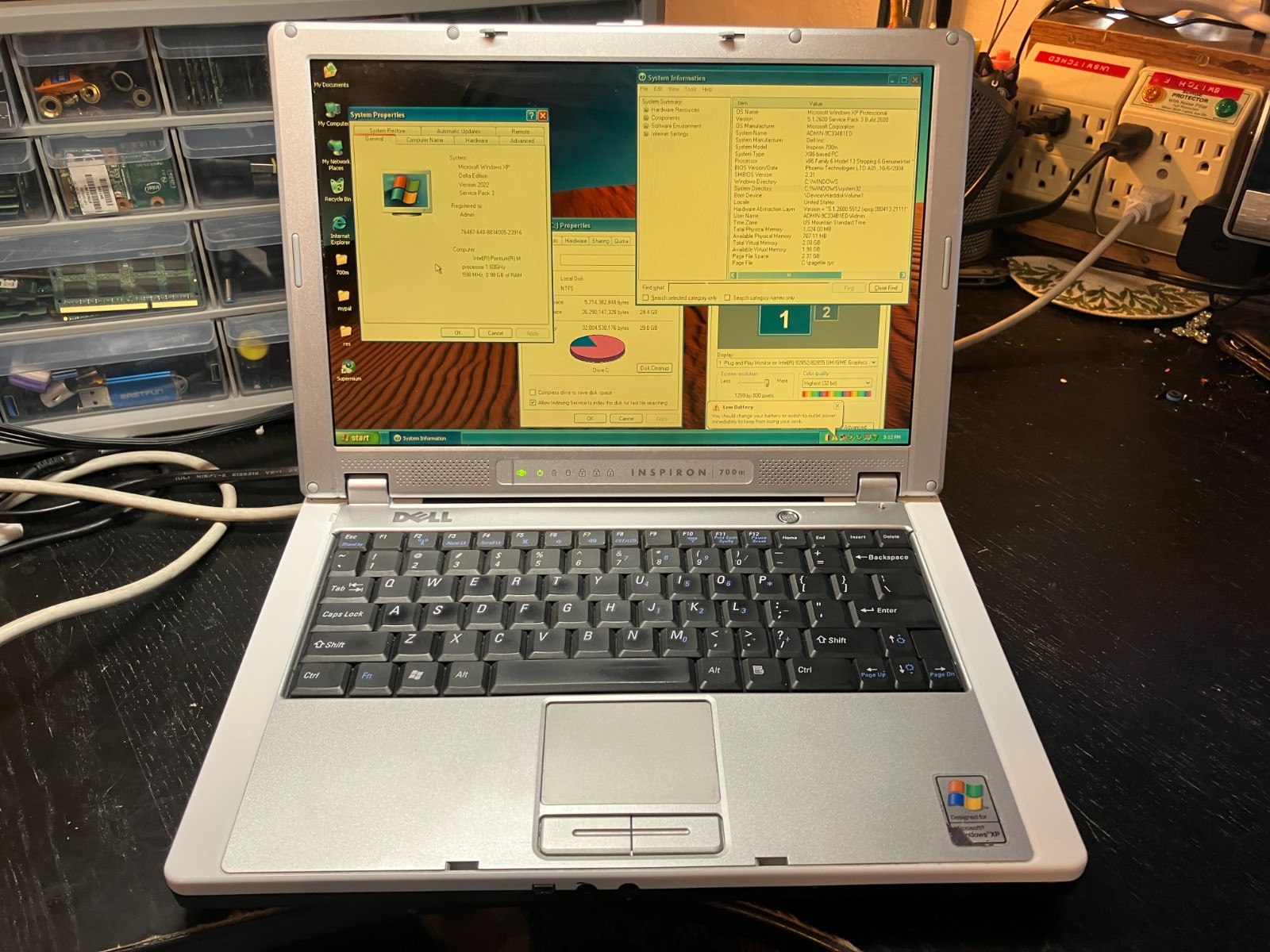 Dell Inspiron 700m 12.1″ Laptop Pentium M 1.6GHz 1GB RAM 32GB SSD Wifi Win XP