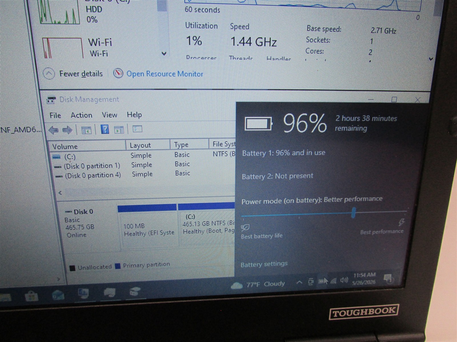 Panasonic Toughbook CF-54 MK3 i5-7300U 2.6GHz 8GB 500GB HDD 14″ W10P BIOS LK/DMG