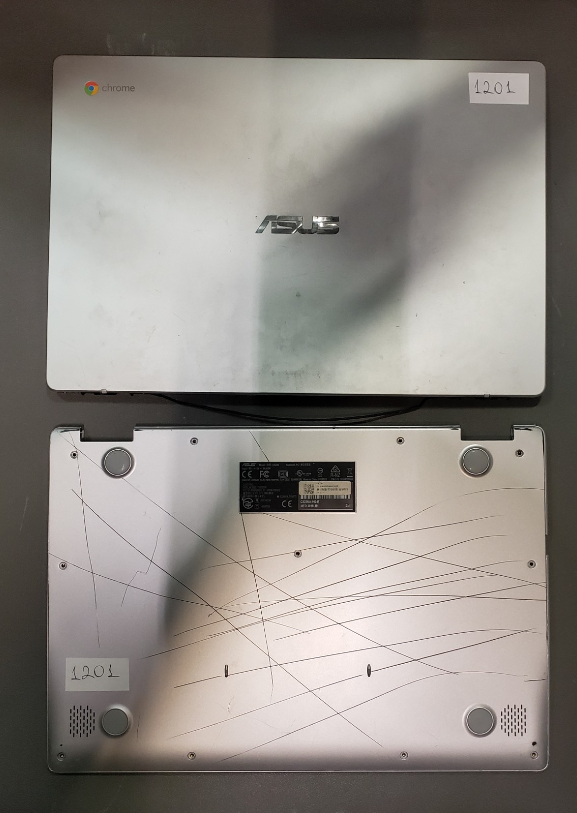 Lot of 3 ASUS Chromebook C523NA 15.6 Inch 1920×1080 Touchscreen 2.5 GHz Silver