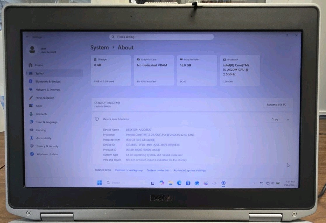 Dell Latitude E6420 160GB HD i5-2520M 16GB RAM W11 Pro AC Adapter New Battery