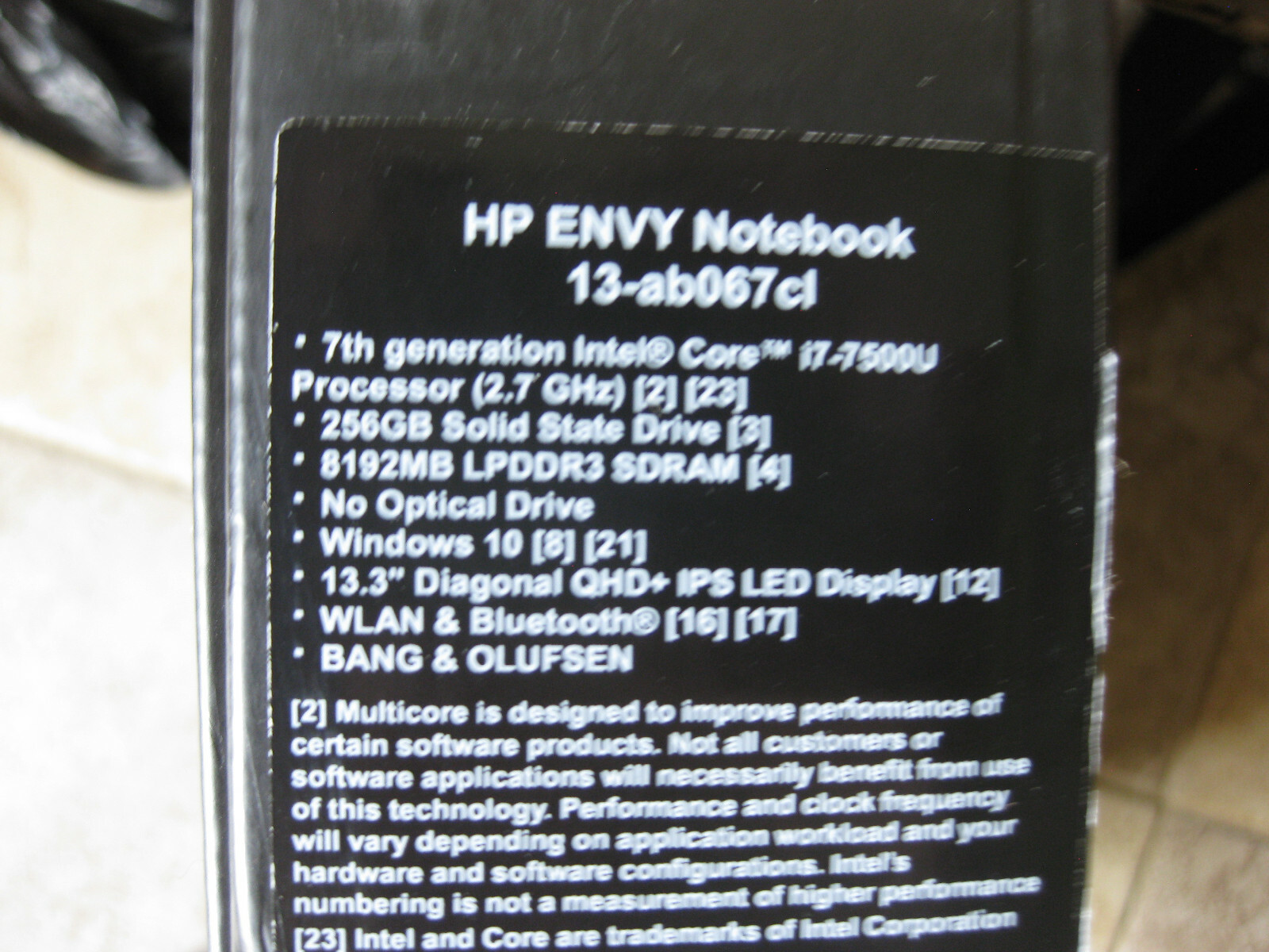 HP Envy 13-ab067cl Laptop i7 7500U 8GB Ram 256GB SSD Windows 10 Free Ship