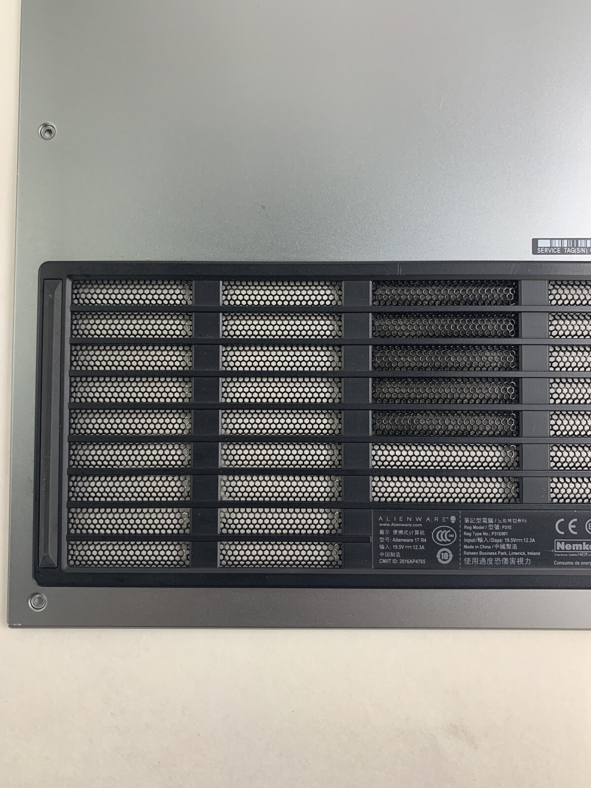 Alienware 17 R4 P31E001 2016 Keyboard Bottom Cover Only – No Screws