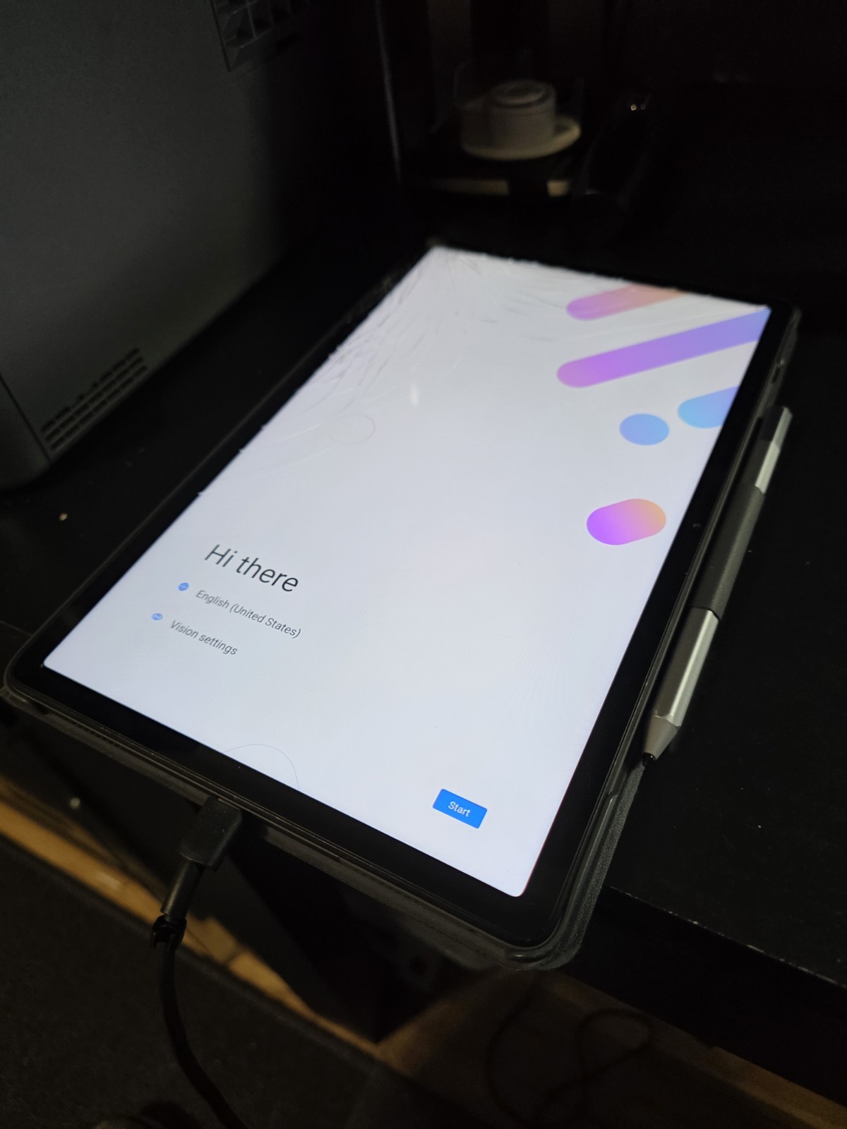 Lenovo Tablet P11 – Storm Grey Shattered Screen Corner…still Works With Pen