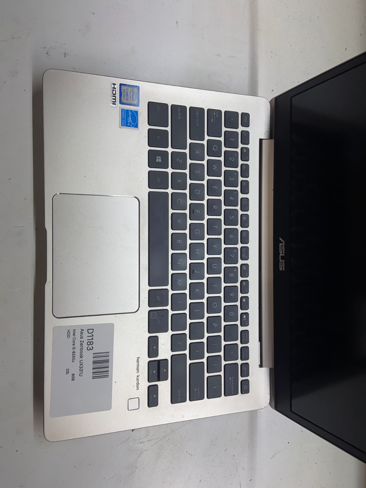 Asus Zenbook UX331U Intel Core i5-8250u 1.6GHz 8GB NO HDD