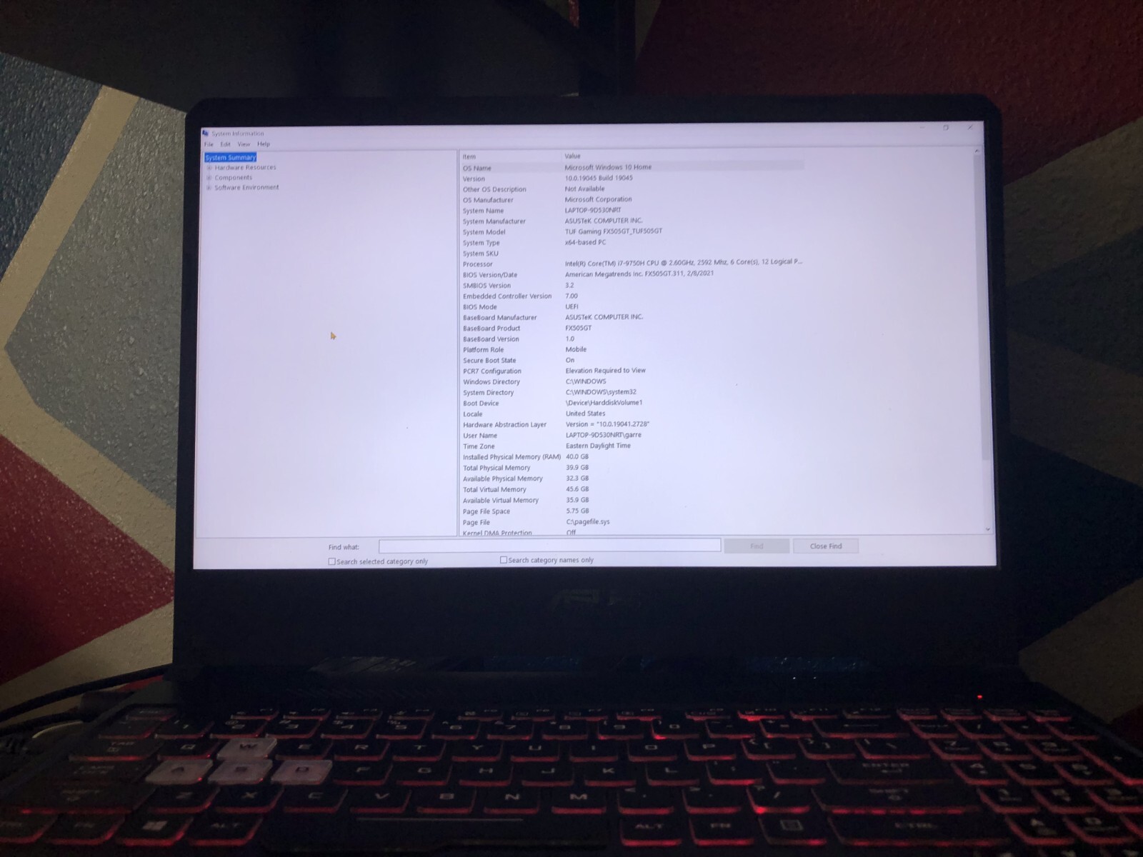 ASUS Tuf Gaming Laptop 15.6” 144hz Intel Core i7 40GB Ram 2.60 GHz FX505GT