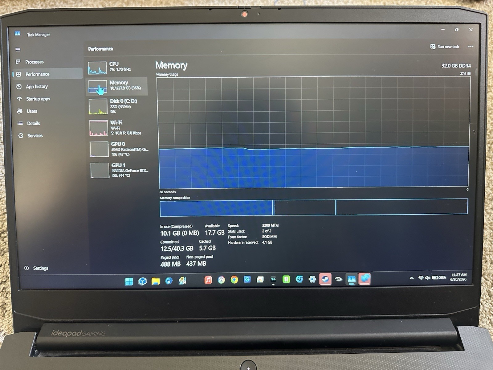 Lenovo IdeaPad Gaming 3 Laptop 32gb RAM 1Tb ssd Ryzen 5 5600H, RTX 3050 Ti,