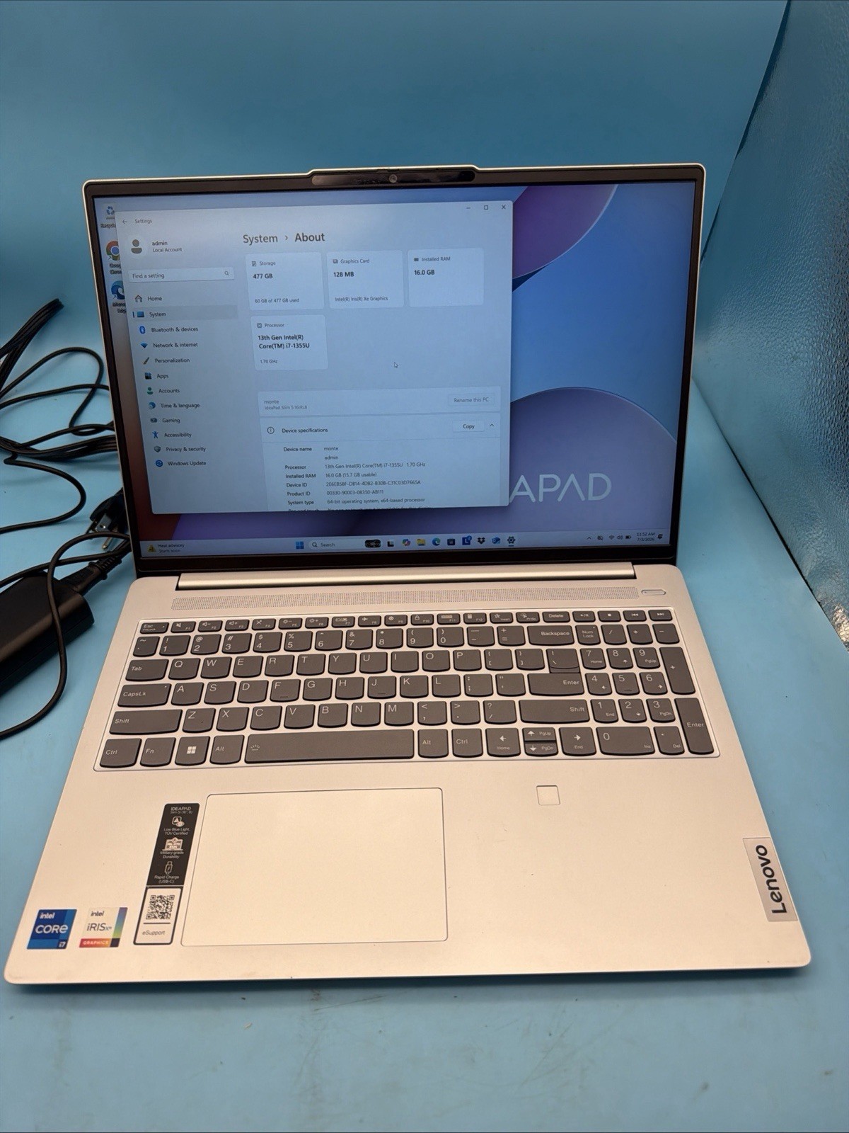 Lenovo IdeaPad Slim 5i 16″ WUXGA Touch Intel i7-1355U 16GB 512GB SSD W11H Laptop