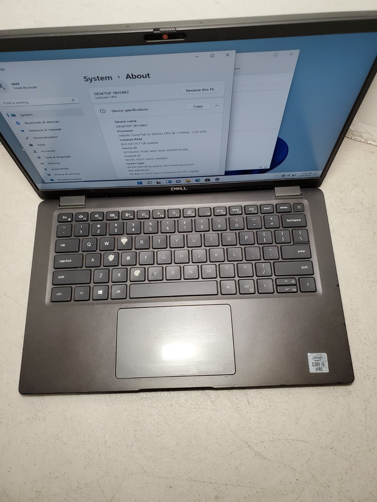 Dell Latitude 7410 14″ Laptop i5-10310U 1.7GHz 16GB RAM 256GB SSD Win11 #69