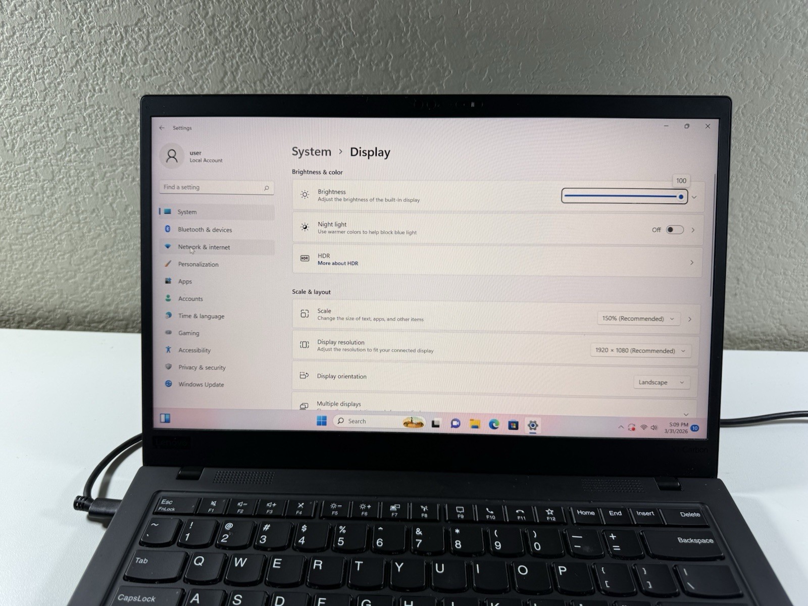 Lenovo ThinkPad X1 Carbon Gen 8 14″ i7-10610U 16GB RAM 512GB WIN 11 NO BATTERY