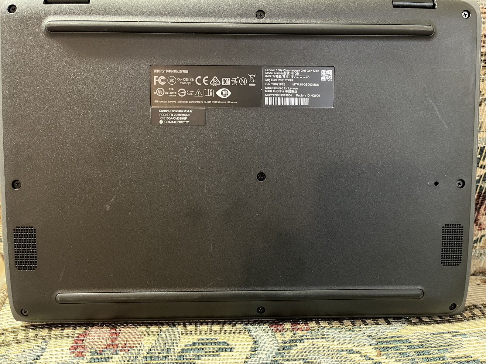 2021 Lenovo 100e 11.6″ Chromebook 2nd Gen MTK (81QB) 2.1 GHz 4GB Memory