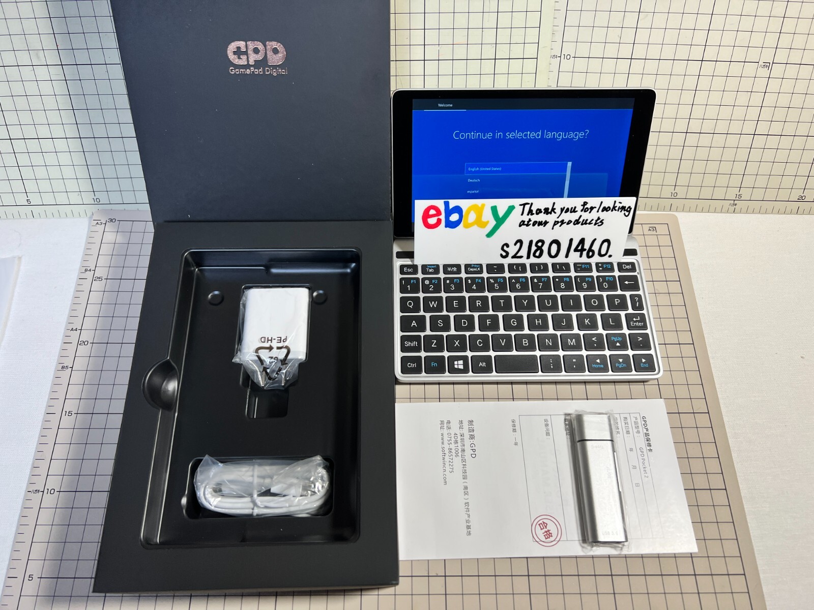 GPD Pocket 2 Intel Core m3-7Y30 7in Touch Screen 8GB RAM/128GB ROM Near Mint