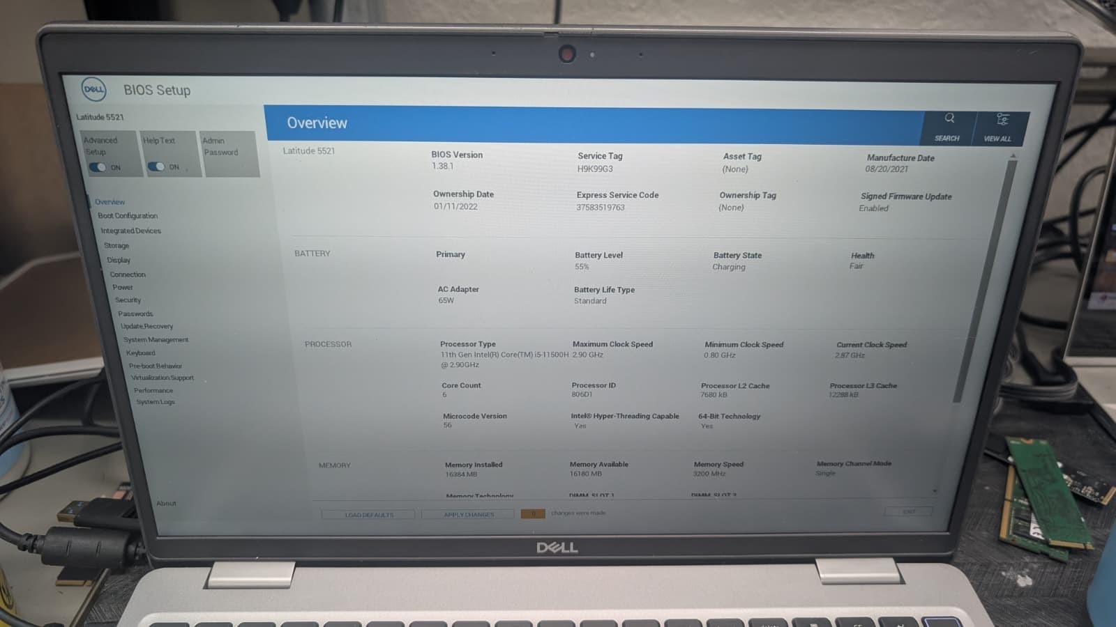 Dell Latitude 5521 i5-11500H NO RAM NO SSD- WORKING READ DESC