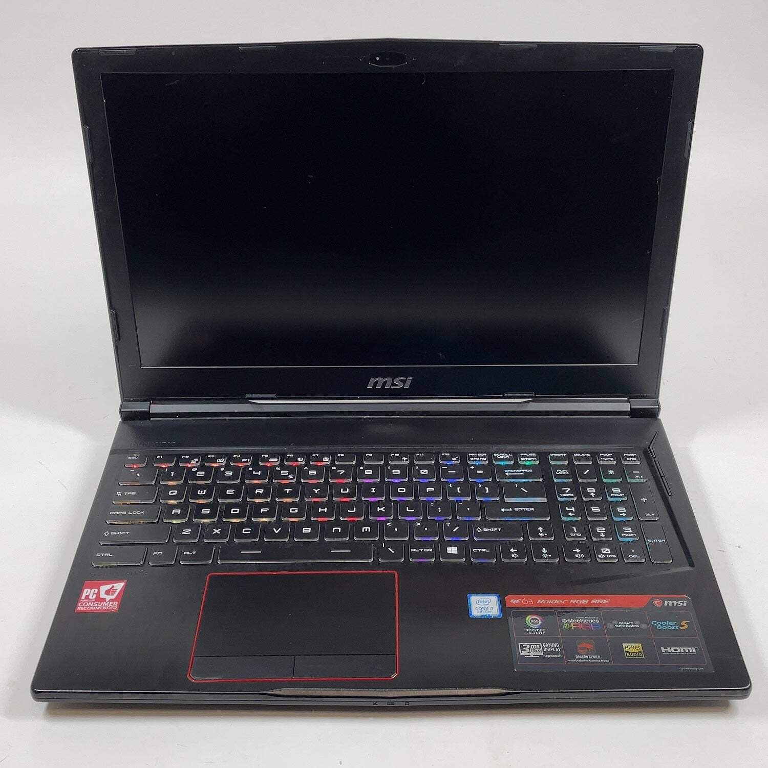 Broken MSI Raider GE63 15.6″ i7-8750H 16GB RAM 128GB SSD 1TB HDD GTX 1060