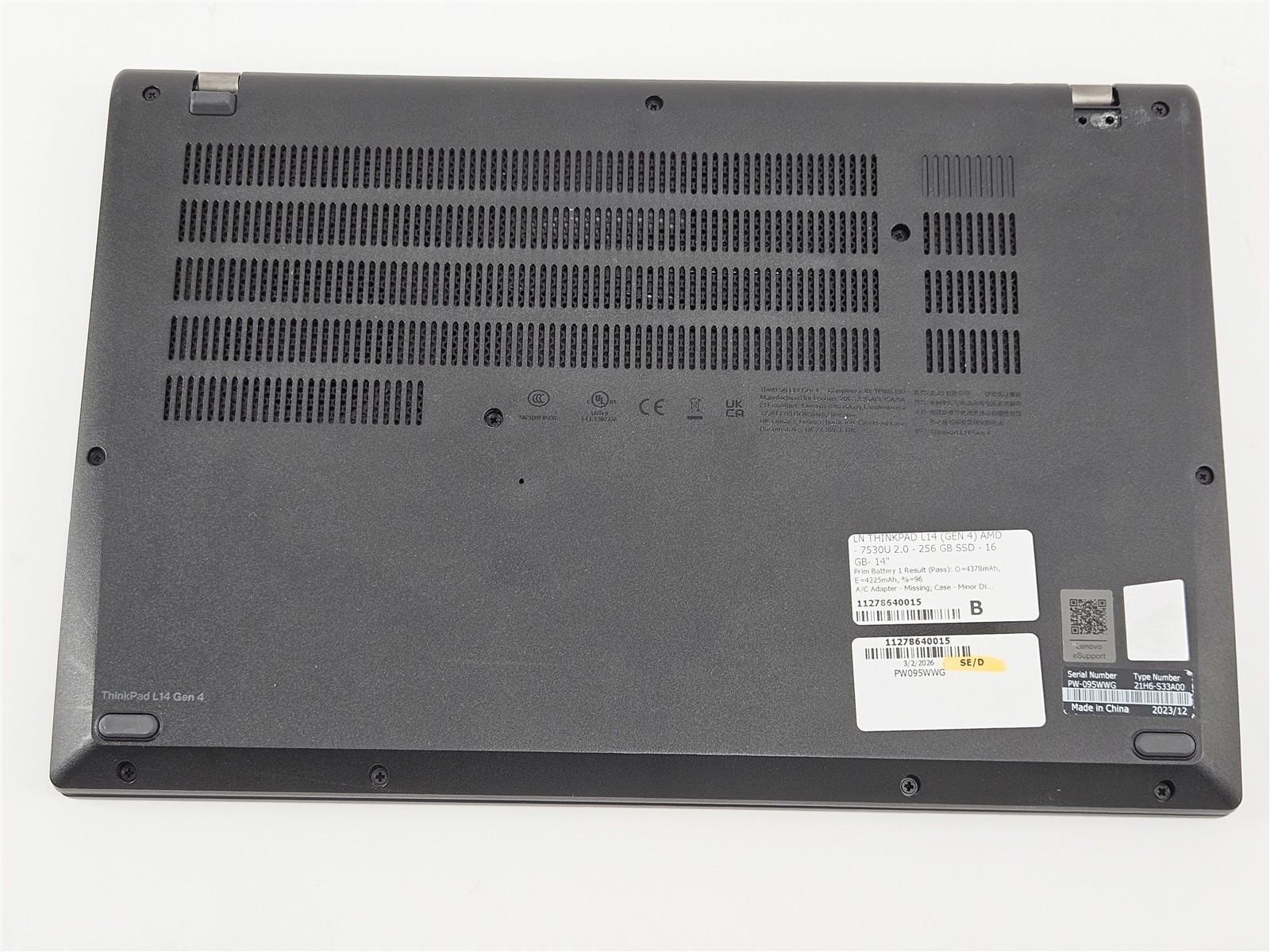 Lenovo ThinkPad L14 Gen 4 AMD Ryzen 5 Pro 7530U 16GB 256GB SSD 14″ Radeon