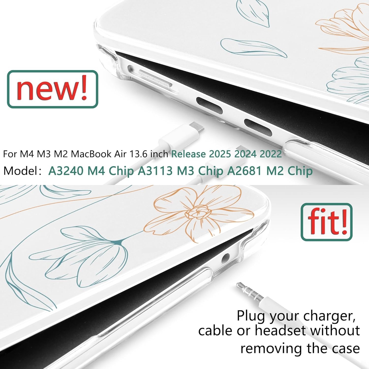 MacBook Air 13 inch Case M4 A3240 M3 A3113 M2 A2681 2025 2024 2022 Plastic Hard