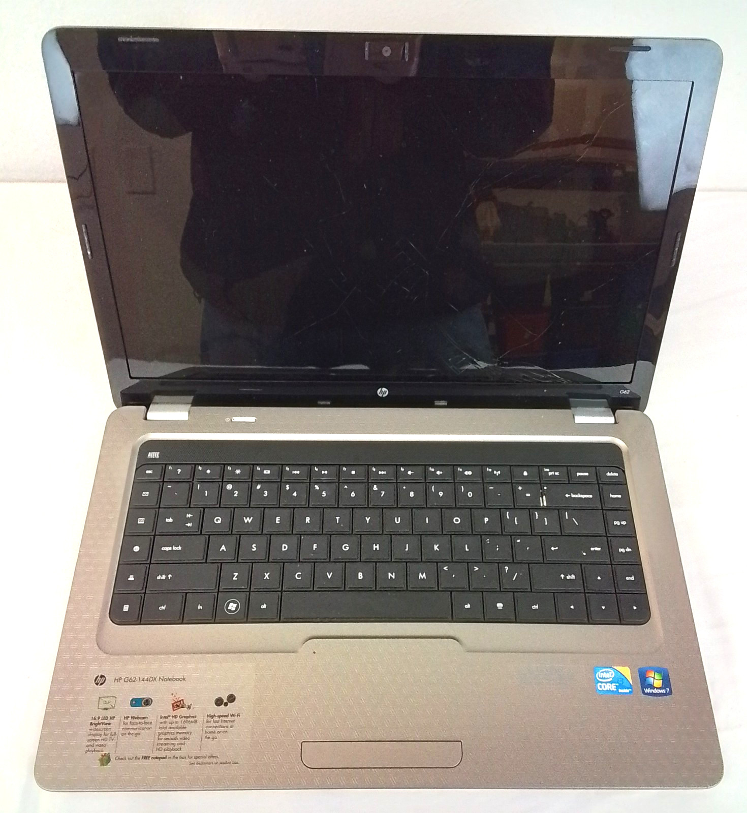 HP G62 Laptop Intel i3 Windows 7 Home Premium No Battery #W3815