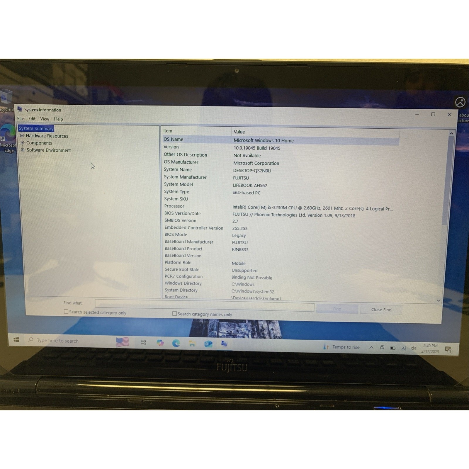 Fujitsu LIFEBOOK AH562 /i5-3230M 8GB RAM 1TB HHD WIND 10 Touch Screen