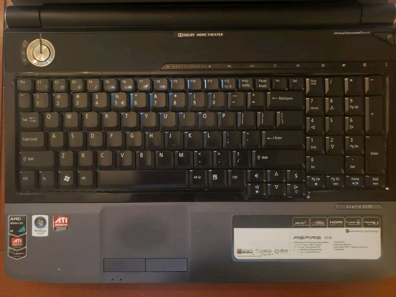 Acer Aspire 6530 Rare Laptop AMD Athlon x2 2ghz ATI 256mb 1gb NO HDD POWERS ON