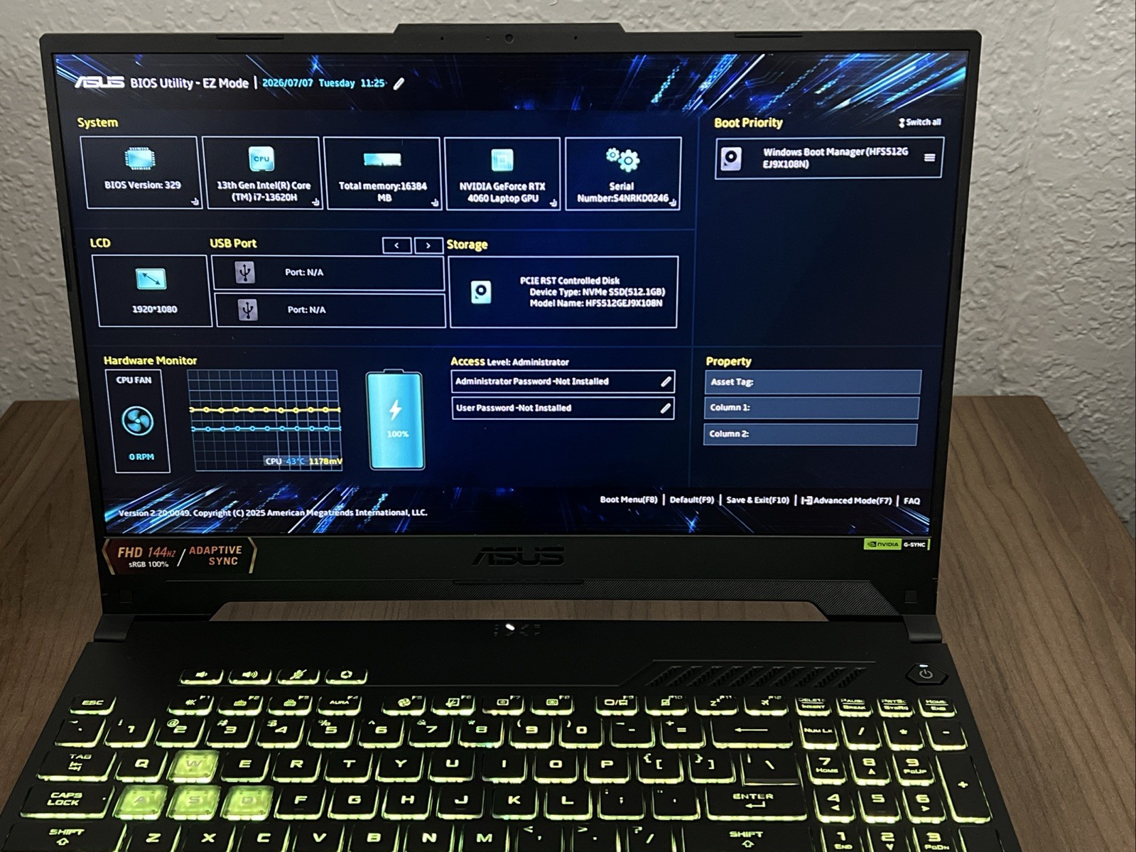 ASUS TUF Gaming F15 i7-13620H RTX 4060 (8GB) 16GB DDR5 512GB SSD 15.6″ 144Hz