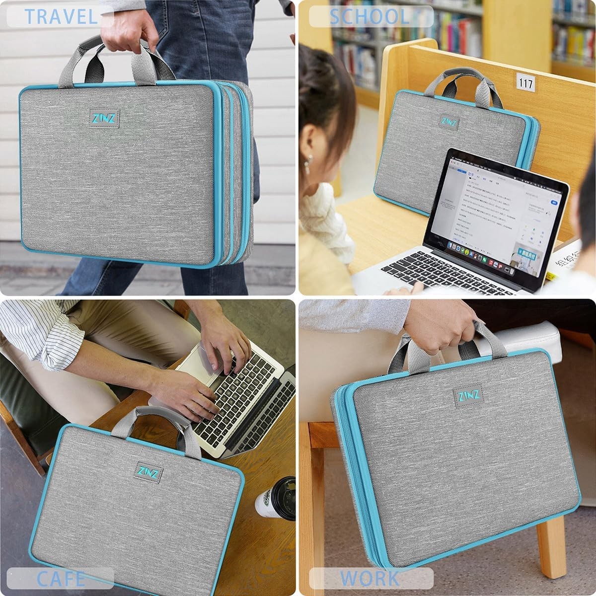 Laptop Case 15 15.6 16 inch Sleeve, Expandable Computer Hand Bag with Multi-pock