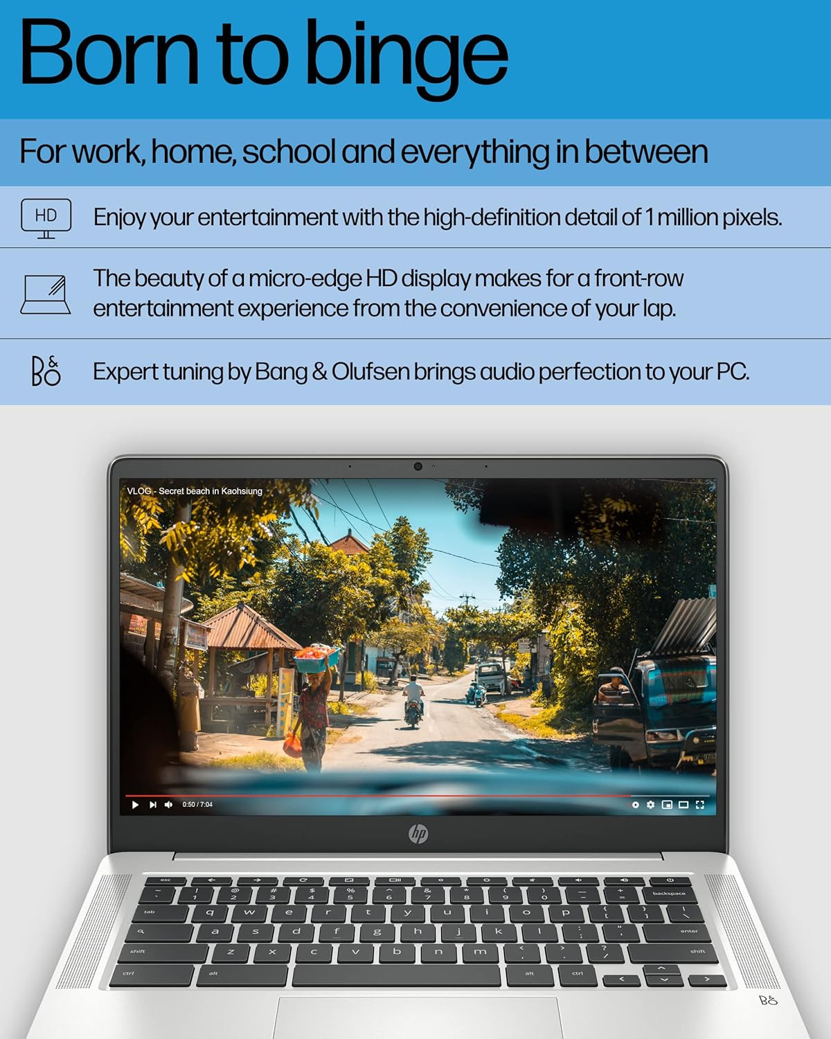 HP Chromebook 14 Laptop, Intel Celeron N4120, 4 GB RAM, 64 GB Emmc, 14″ HD Displ