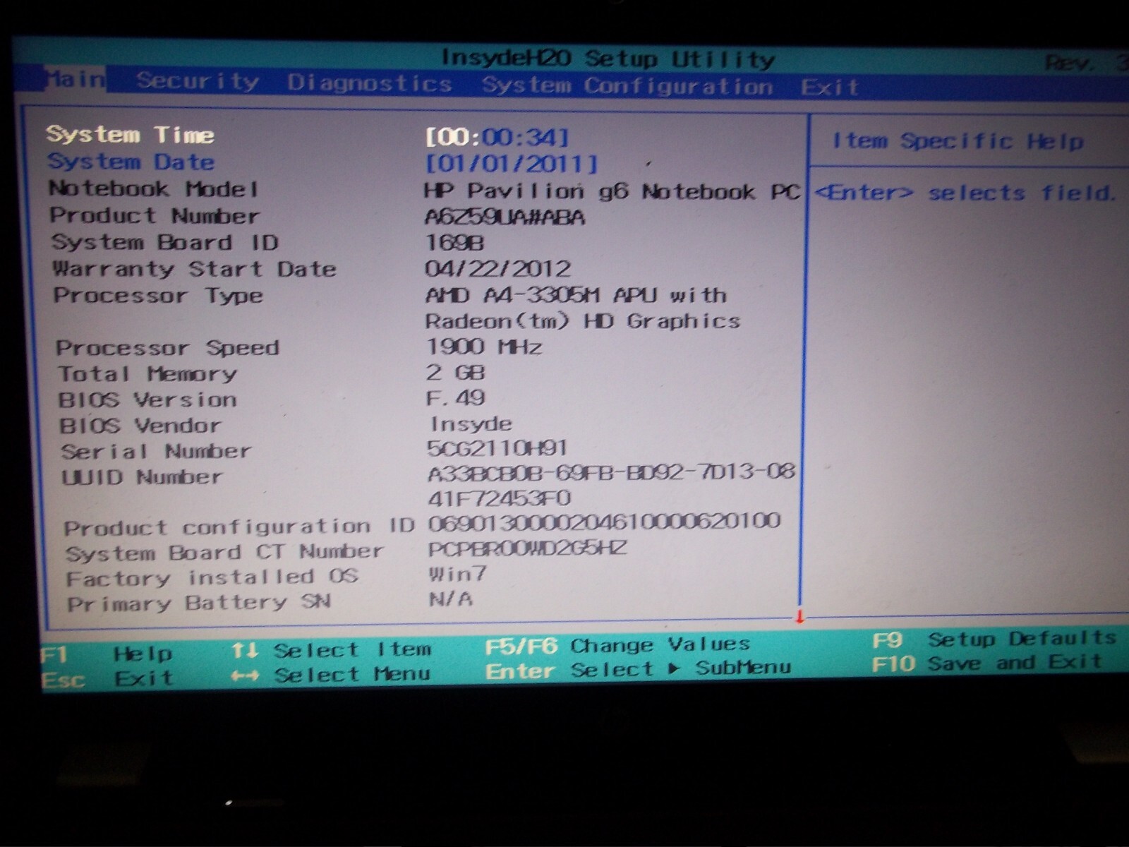HP Pavillion G6 for parts *41