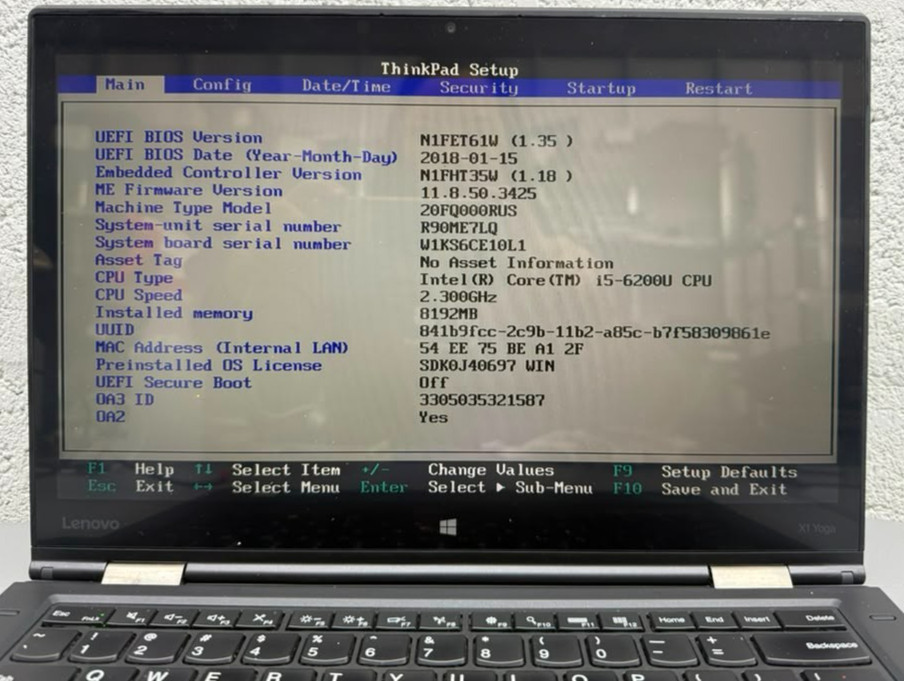 Lenovo ThinkPad X1 Yoga Gen 1 Core i5 8GB RAM Untested No SSD