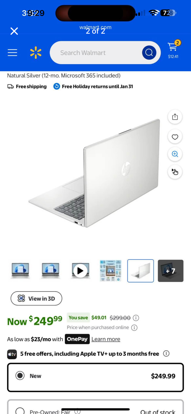 HP Laptop Intel Processor N200 : 4GB RAM (128GB UFS) : Natural Silver Windows 11