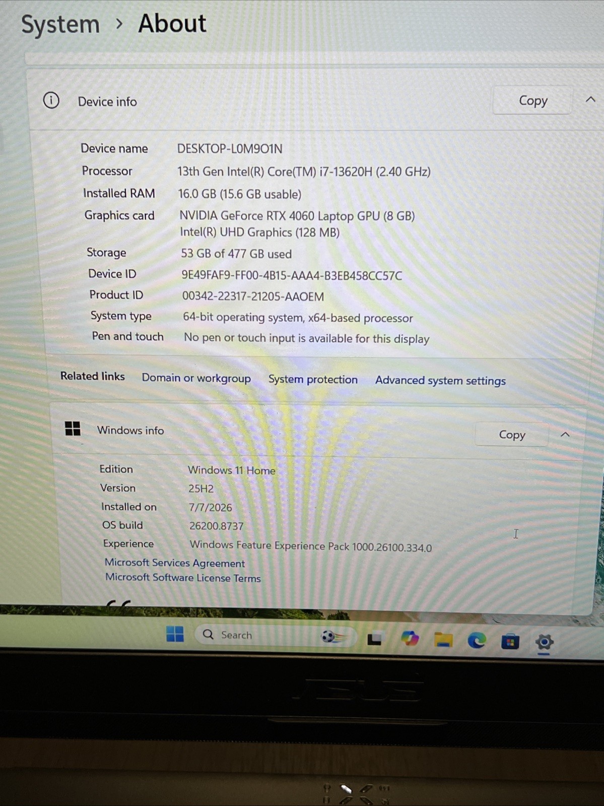 ASUS TUF Gaming F15 i7-13620H RTX 4060 (8GB) 16GB DDR5 512GB SSD 15.6″ 144Hz