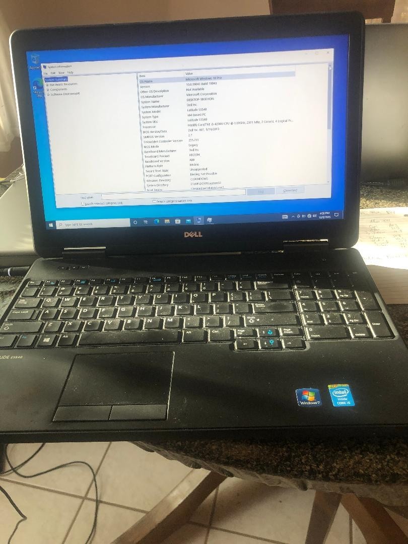 Dell latitude E5440 laptop-15.5 inch Screen-Intel core i5, windows 10-no battery