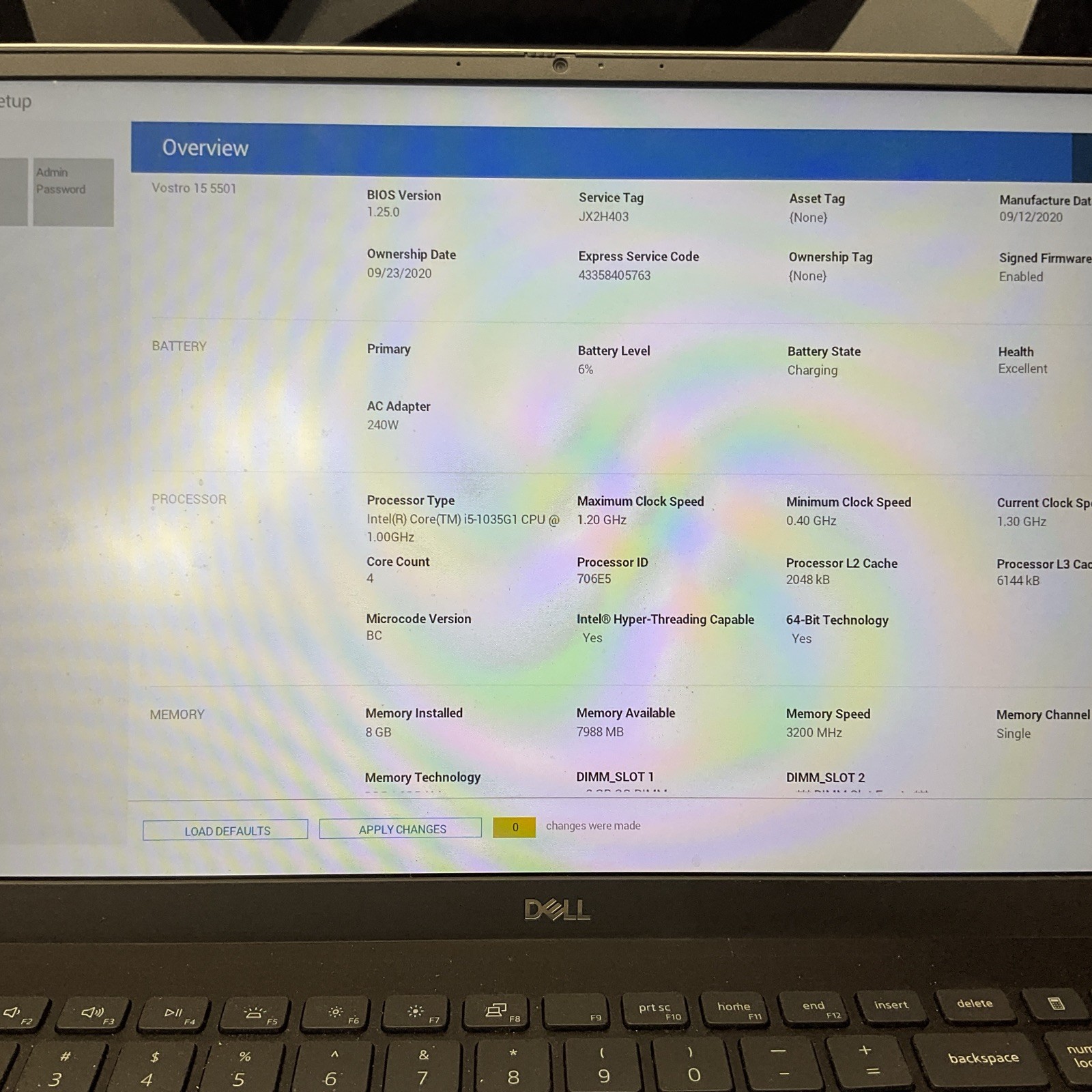 Dell Vostro 15 5501 / i5 10th Gen / BIOS Unlocked / No RAM / No SSD / C5