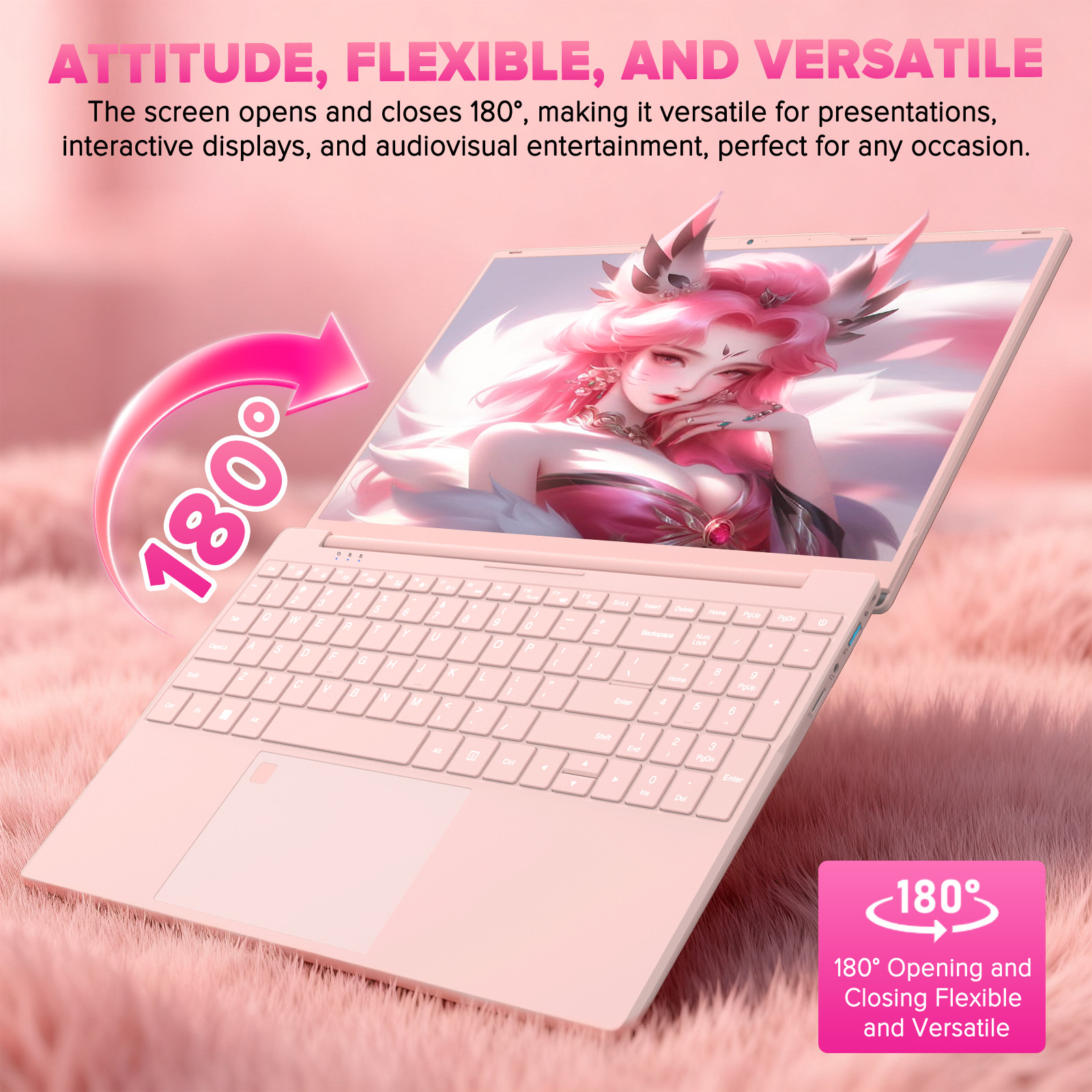 Auusda 15.6” laptop Intel N5100 16GB RAM 1TB SSD Windows 11 Pro BT WIFI Pink