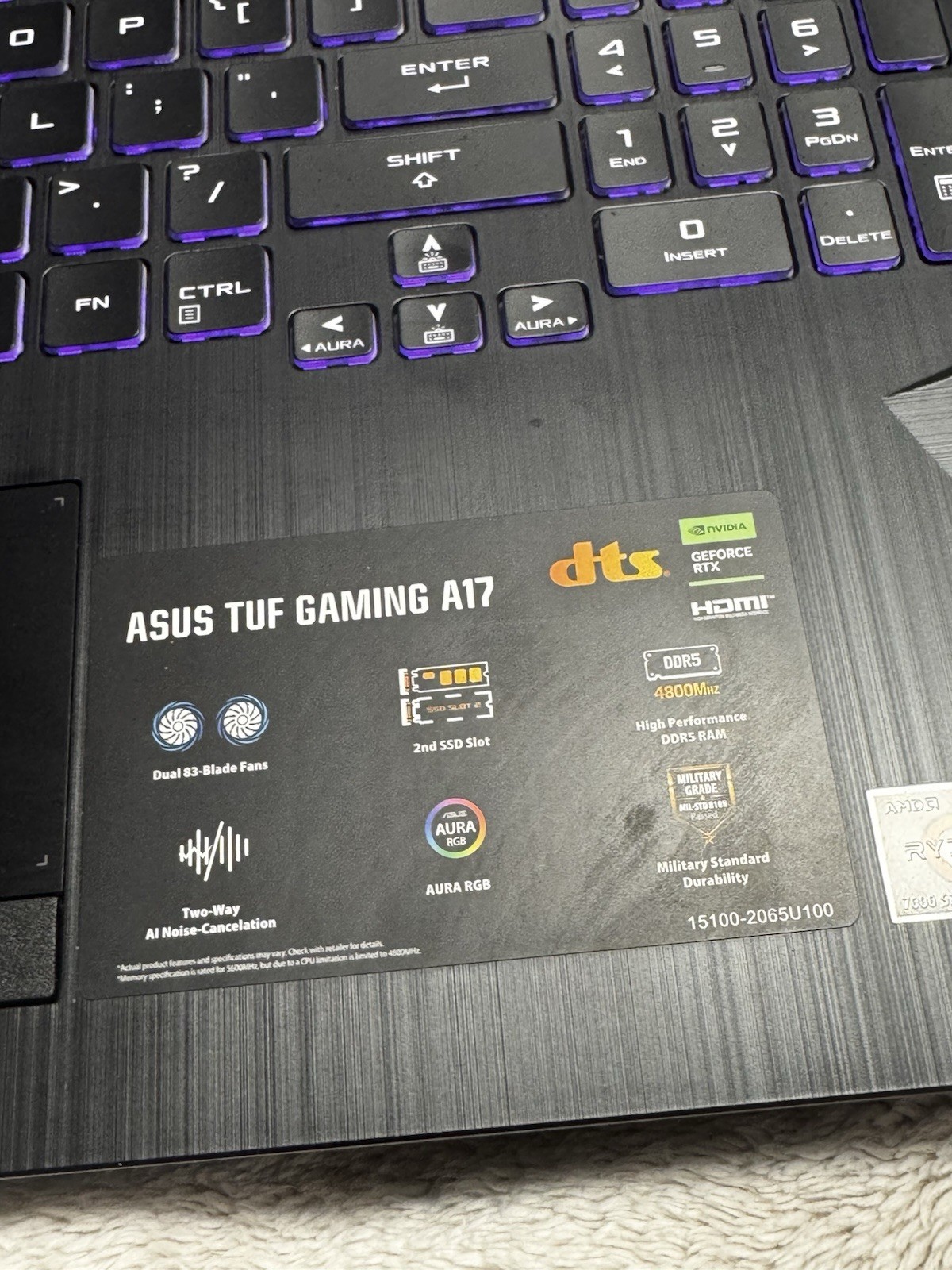 ASUS TUF Gaming Laptop A17 – AMD Ryzen 5 7535HS-8GB RAM-Nvidia RTX 2050