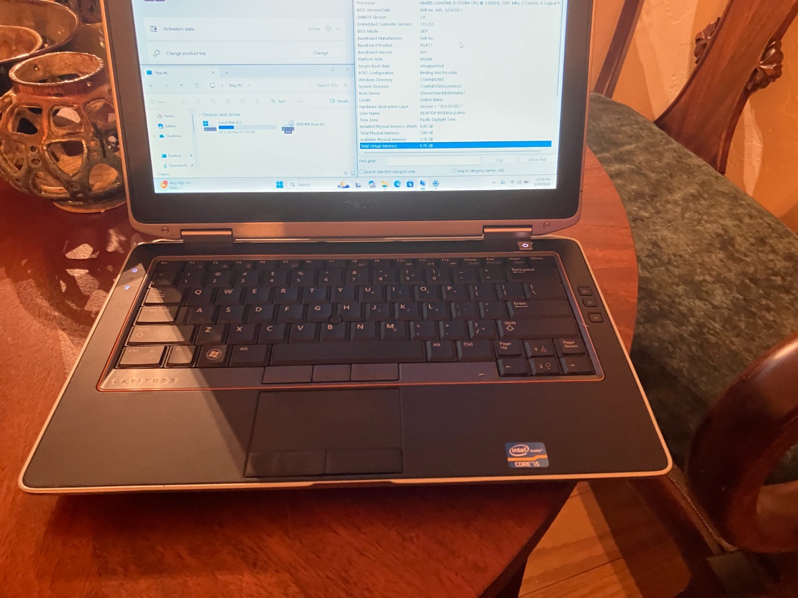 Dell Latitude E6320 14″ Laptop i5 2.5GHz 8GB RAM 120GB SSD Win 11 Pro Wifi BT