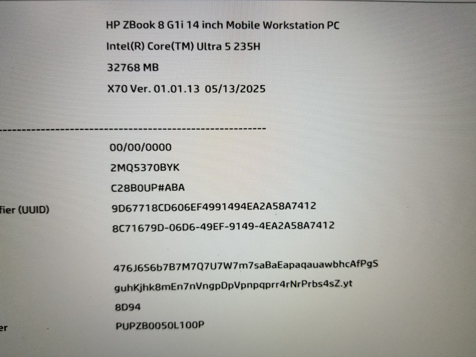 HP ZBook 8 G1i 14” Mobile Workstation Ultra 5 235H 32GB DDR5 NO SSD