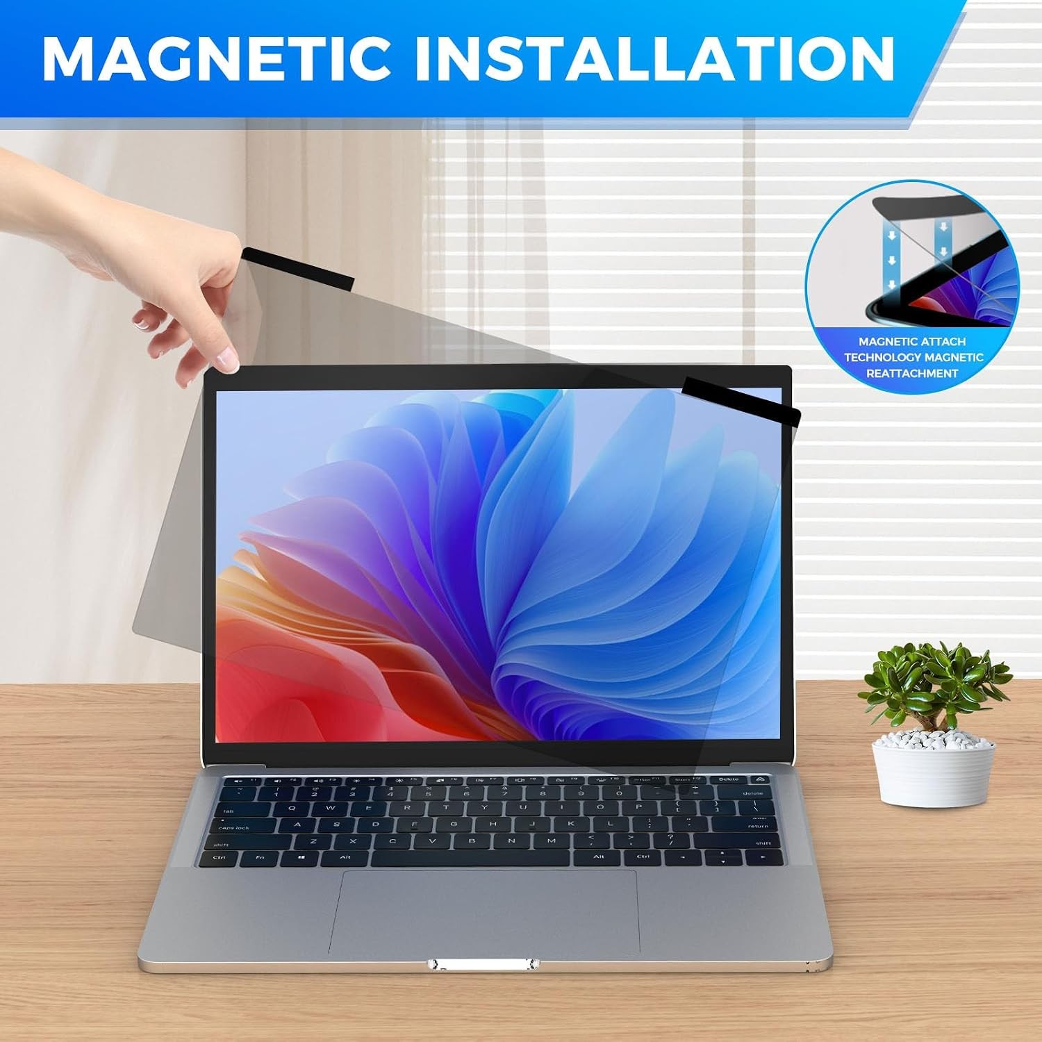 Magnetic Laptop Privacy Screen Filter 15.6 inch for 16:9 Widescreen Monitor