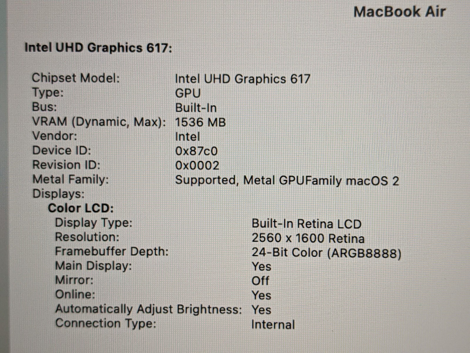 Apple MacBook Air 13″A2179 (2019) i5-8210Y 1.6Gh 8GB 256GB OS Monterey MVFH2LL/A