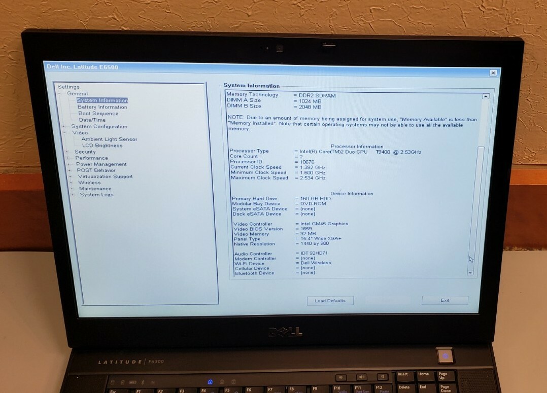 Dell Latitude E6500 Core 2 Duo 2.53GHz 3GB RAM 160GB HDD WEBCAM 1440×900