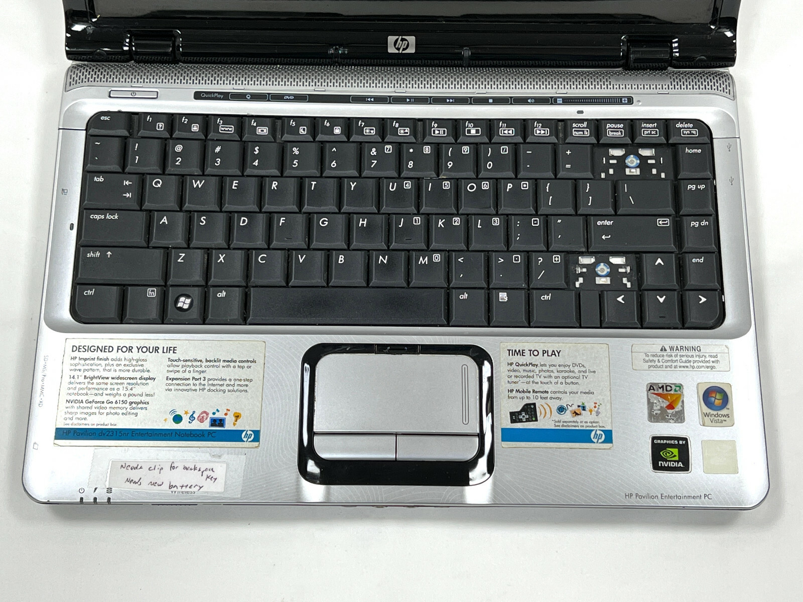 HP Pavilion dv2315nr 14.1″ Laptop for Parts/Repair *Screen Won’t Power On* READ
