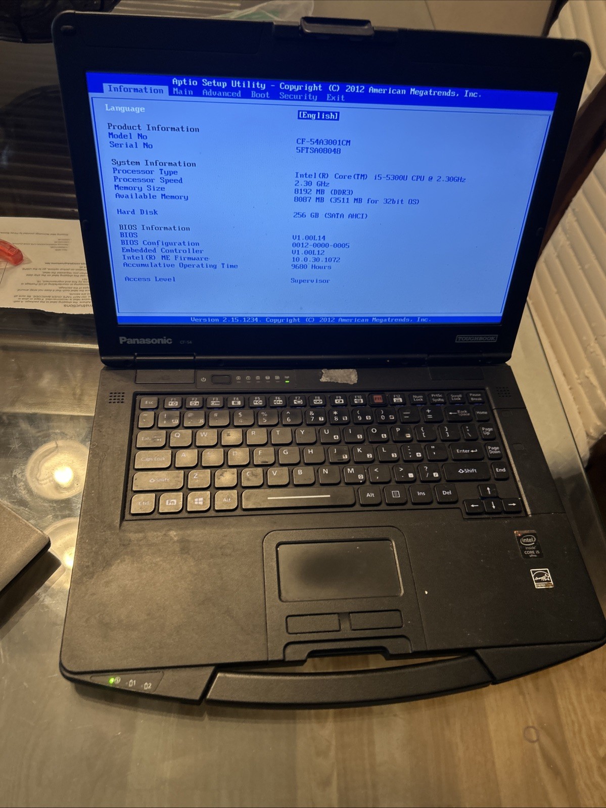 Panasonic Toughbook CF-54 mk1 Intel i5-5300 |8GB ddr3 | 256GB ssd | Win10 pro
