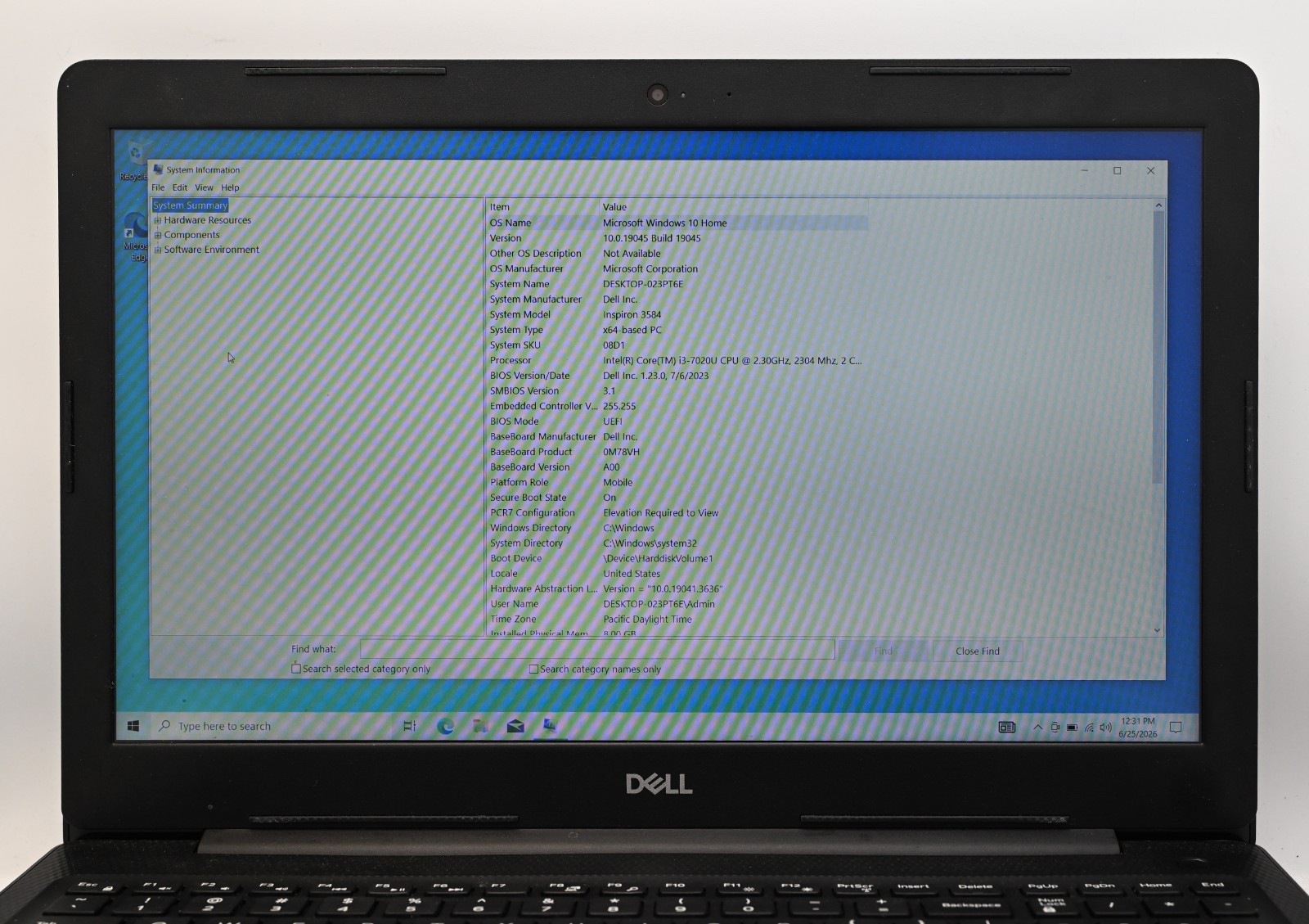 Dell Inspiron 3584 i3-7020u 2.3GHz 8GB RAM 256GB SSD-Windows 10 Home