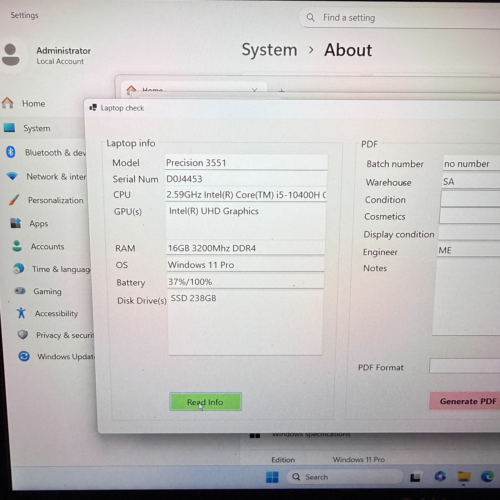 Dell Precision 15 3551 Laptop 15.6″ FHD i5-10400H 2.6Ghz 16GB RAM 256GB SSD W11P