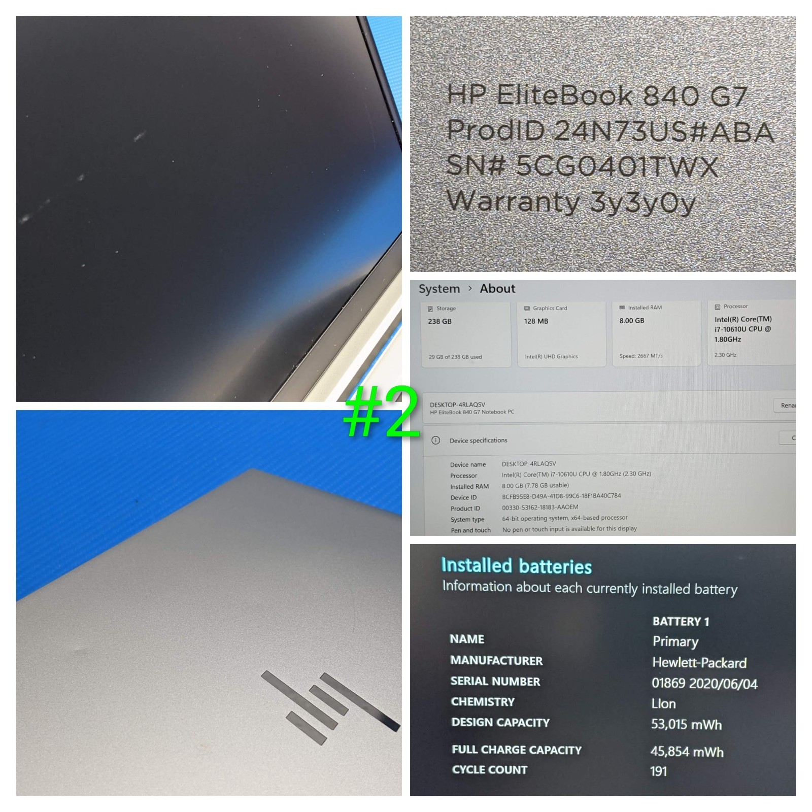 HP EliteBook 840 G7 14″FHD Intel Core vPRO i7-10th Gen 1.8GHz 8GB 256GB SSD W11P