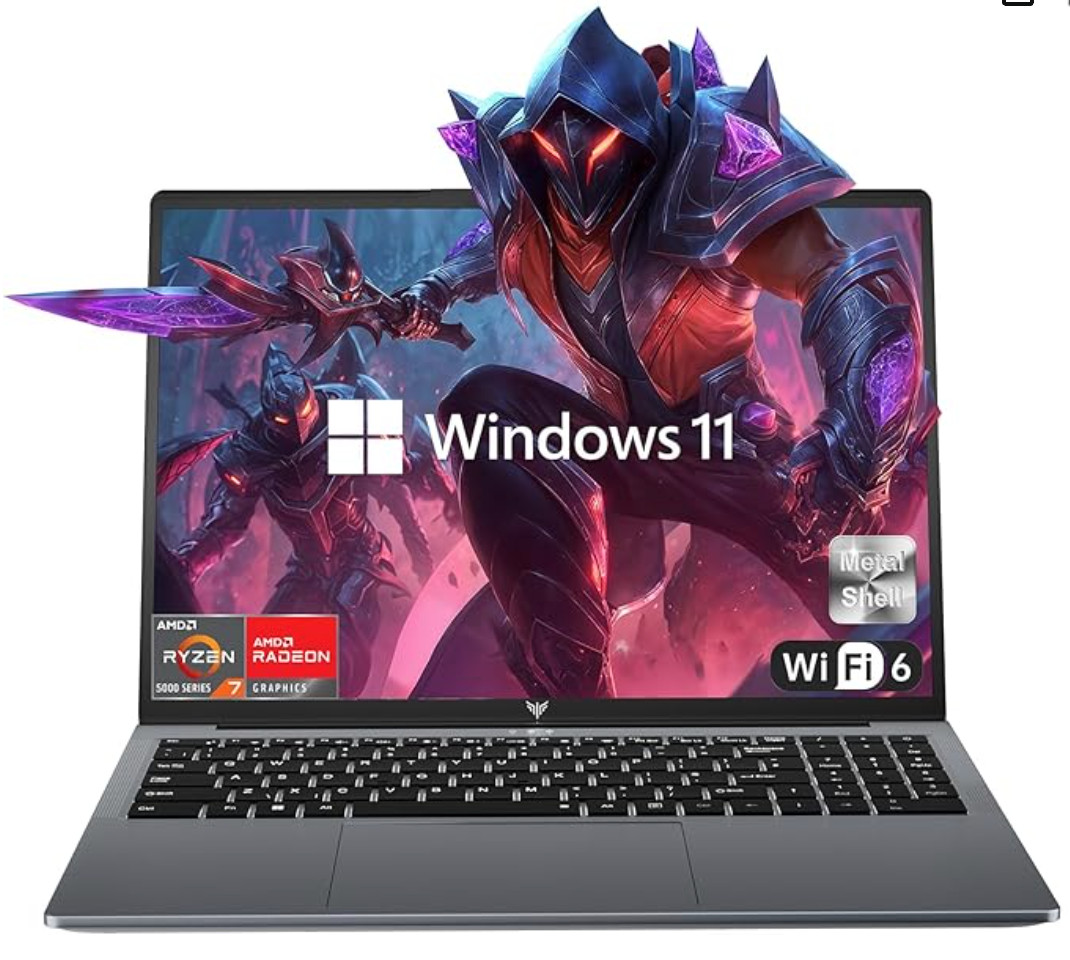 2025 AMD Laptop, 16.1inch Laptop Computer with AMD Ryzen 7 5700U
